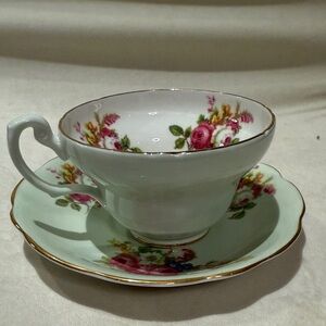 Vintage Floral Teacup and Saucer